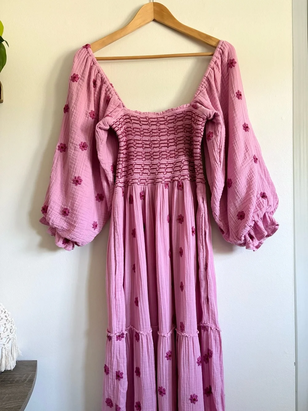Free People Dahlia Embroidered Maxi Dress in Pink